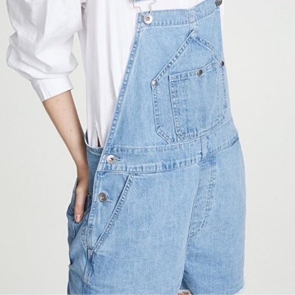 Revolve Rag & Bone Patched Short Dungaree Soft denim overall Jumper size - Picture 12 of 15